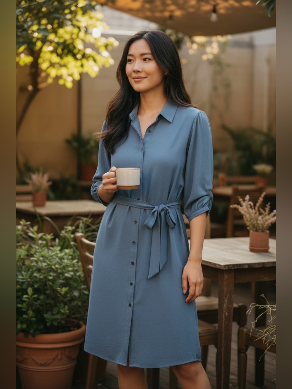 Dusty Blue Shirt Dress – Size Small